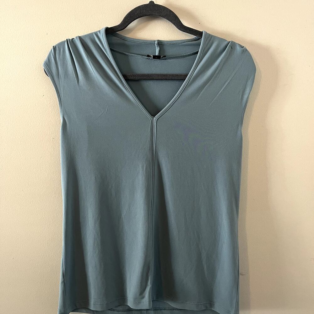 Ann Taylor V-Neck Blue Short Sleeve Work Top Women's Small
